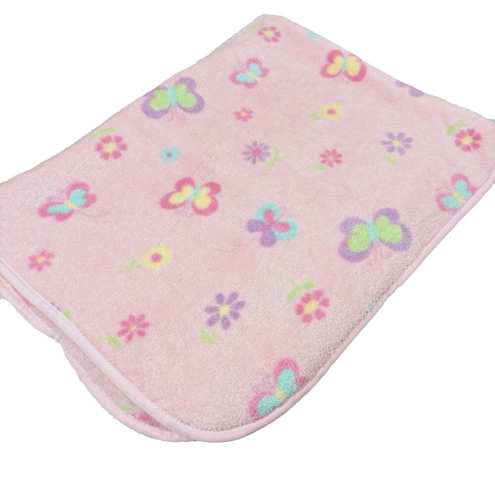 Circo Target Pink Butterfly Flower Baby Blanket Purple Aqua Blue 30x40" Plush